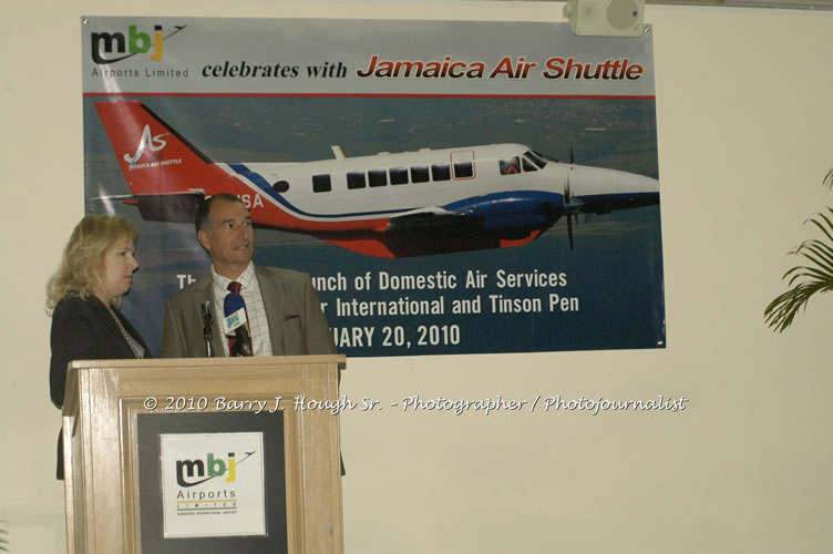 Jamaica Air Shuttle Launch @ MBJ Airports Limited, Wednesday, January 20, 2010, Sangster International Airport, Montego Bay, St. James, Jamaica W.I. - Photographs by Net2Market.com - Barry J. Hough Sr, Photographer/Photojournalist - The Negril Travel Guide - Negril's and Jamaica's Number One Concert Photography Web Site with over 40,000 Jamaican Concert photographs Published -  Negril Travel Guide, Negril Jamaica WI - http://www.negriltravelguide.com - info@negriltravelguide.com...!